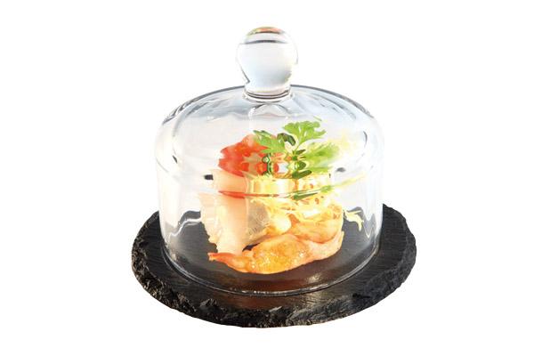Natural slate tray with glass cover
