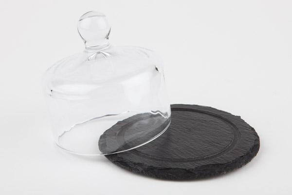 Natural slate tray with glass cover
