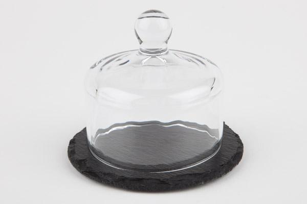 Natural slate tray with glass cover