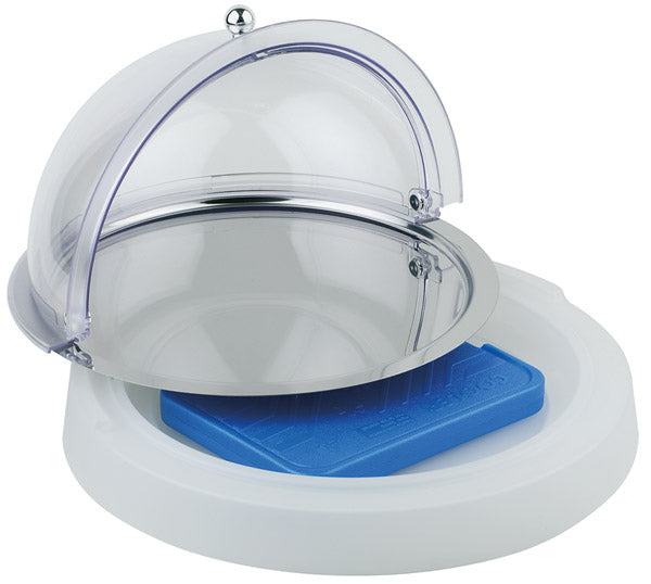 Round cooling plate with roll top cover