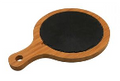 Round natural slate With wooden frame & handle
