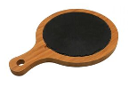 Round natural slate With wooden frame & handle